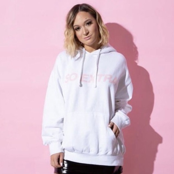 Alisha Marie “So Extra” oversized hoodie White with Pink  Size Extra Small XS - Picture 2 of 7